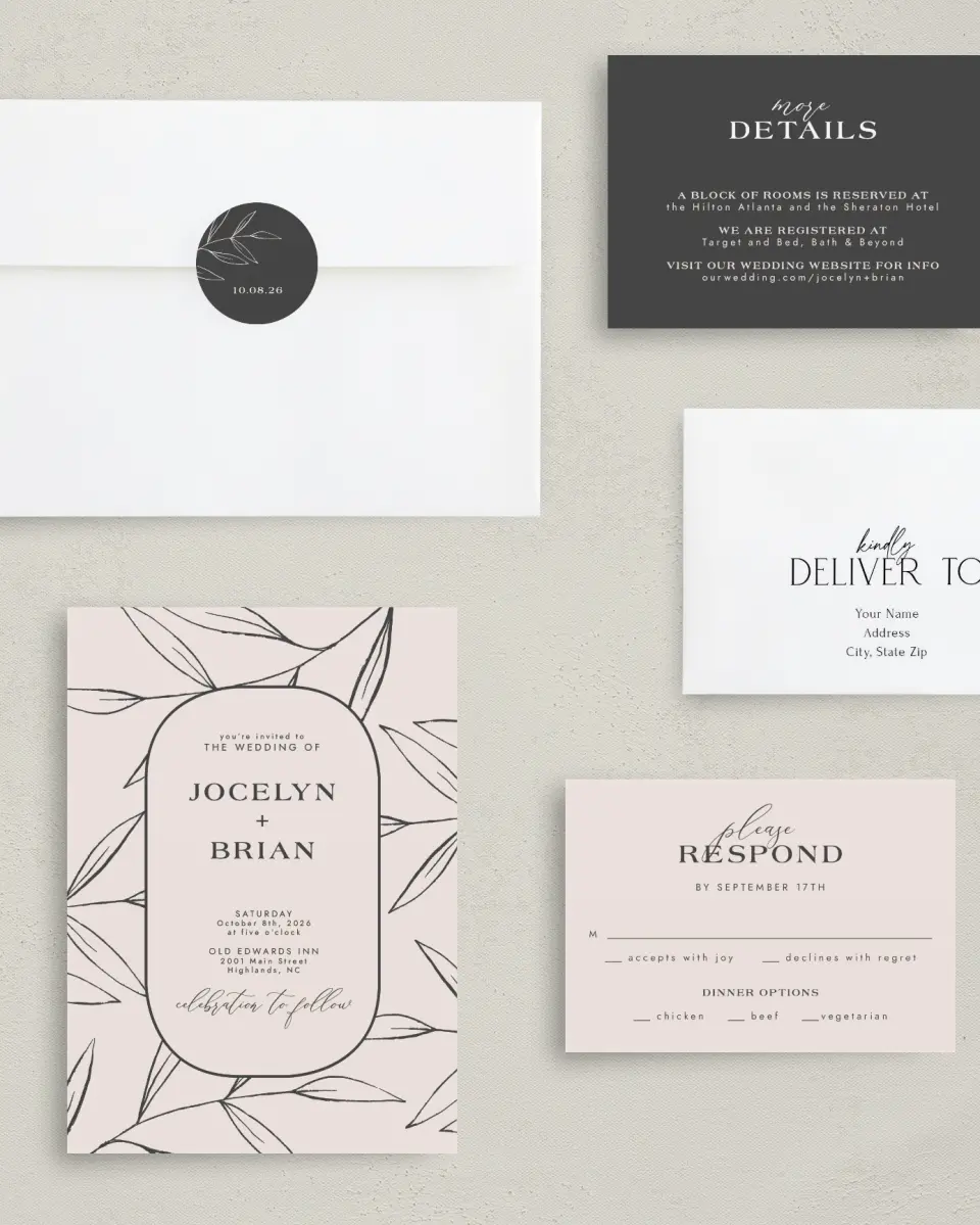This is a 5" x 7" Classic Wedding Invitation called Dazzling Moment printed in full color with Gold foil on Luxe Satin (coated) paper
