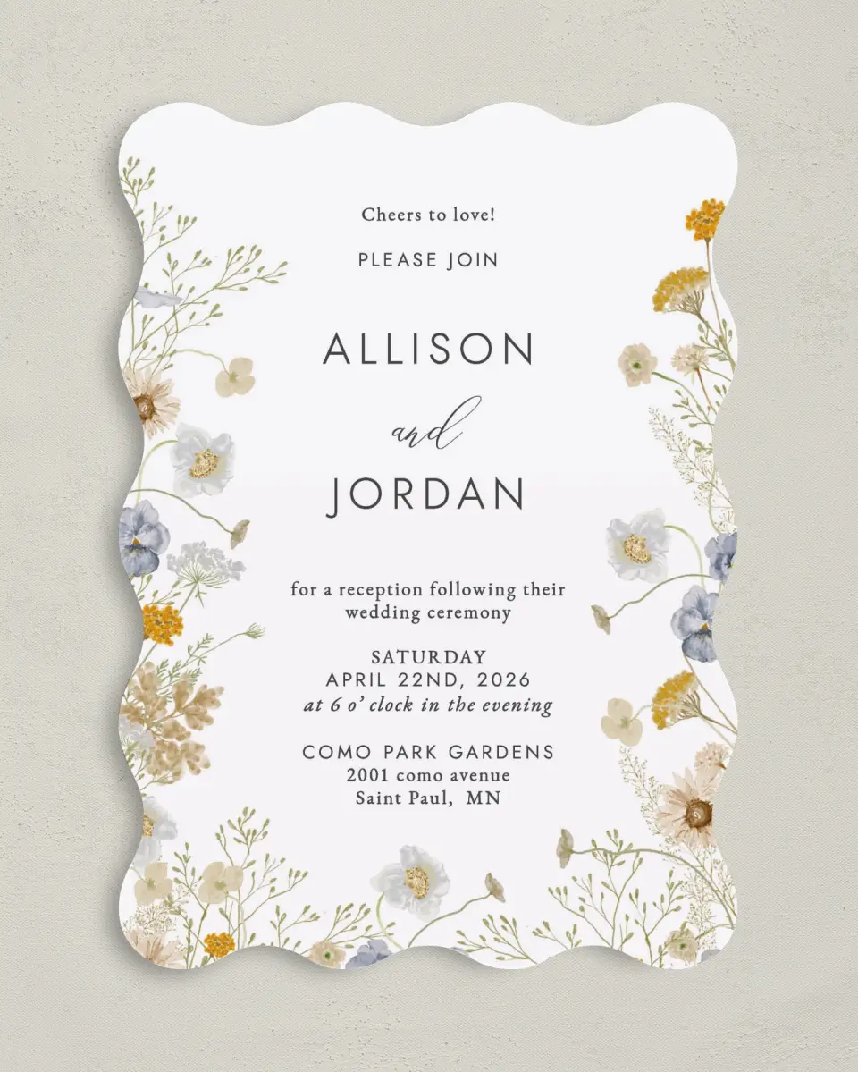 This is a 5" x 7" Reception-Only - CP called Tender Blooms printed in full color on Premium Smooth paper