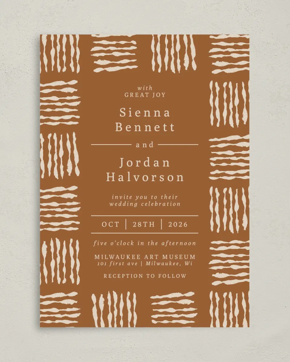 This is a 5" x 7" Classic Wedding Invitation called Threads of Love printed in full color on Premium Smooth paper