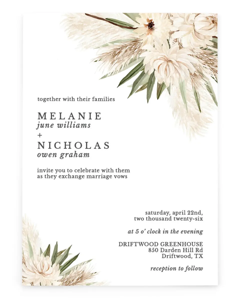 Natural Boho Wedding Invitations