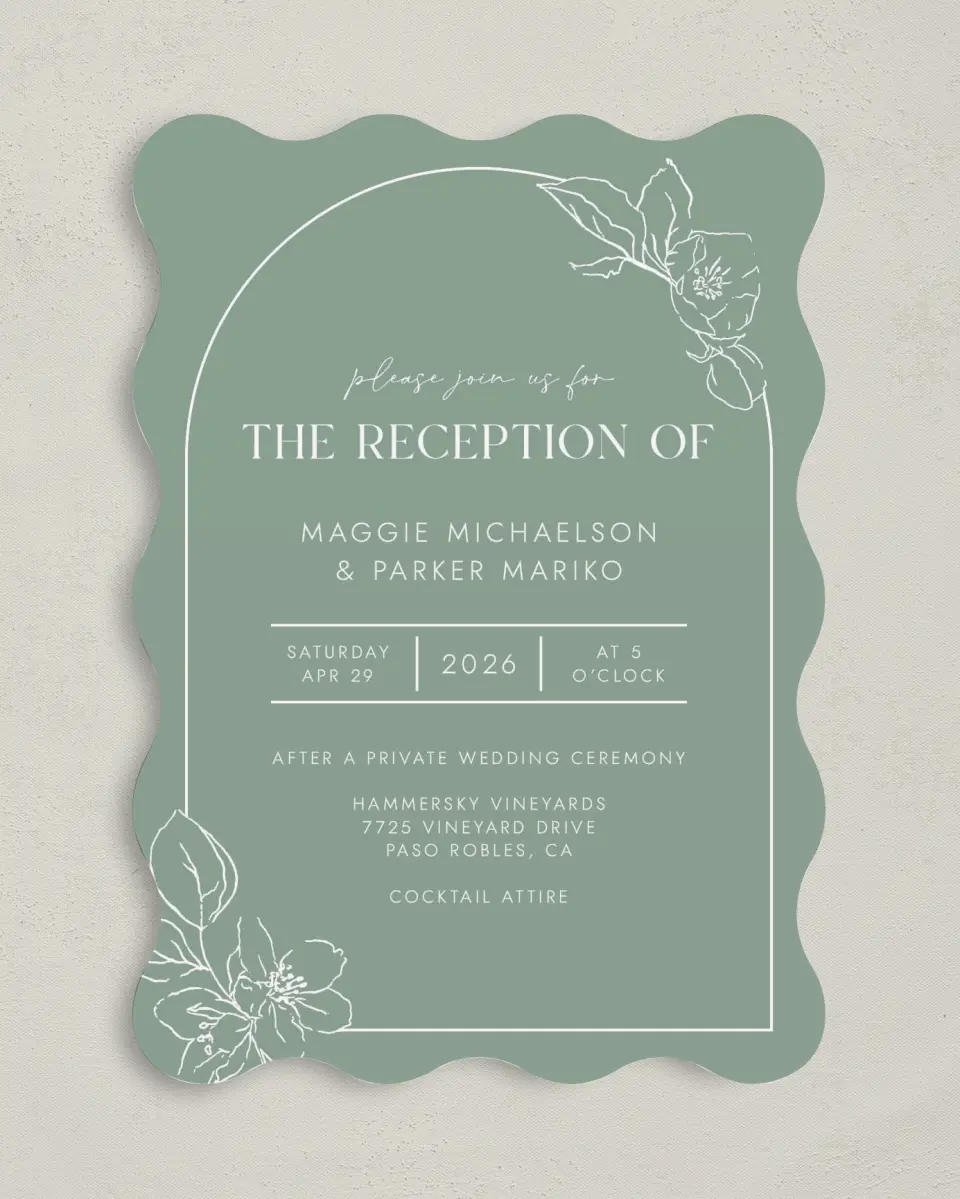 This is a 5" x 7" Reception-Only - CP called Blossoming Arch printed in full color on Premium Smooth paper