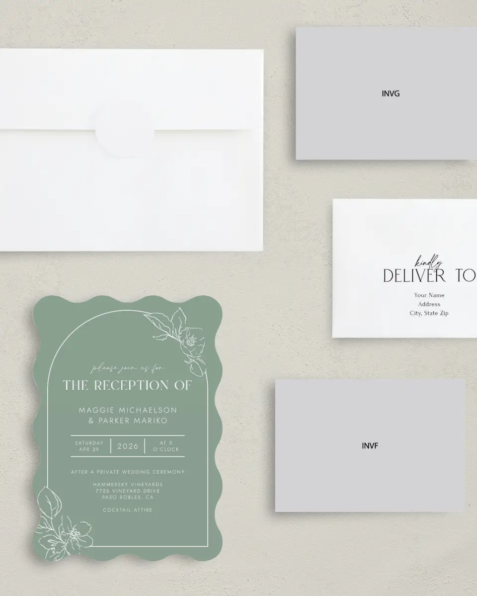 This is a 5" x 7" Reception-Only - CP called Blossoming Arch printed in full color on Premium Smooth paper