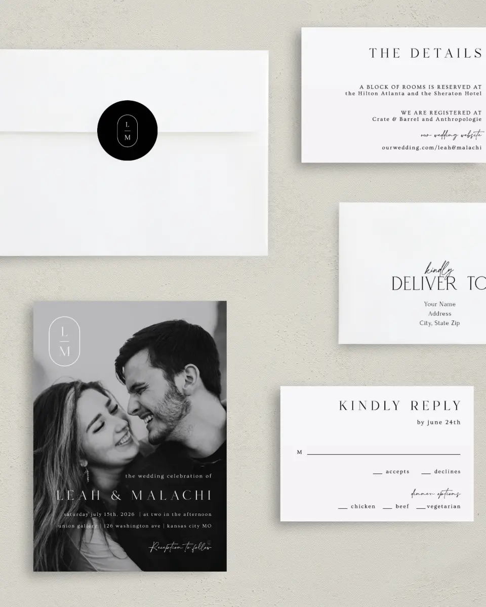 This is a 5" x 7" Classic Wedding Invitation called Precise Promise printed in full color on Premium Smooth paper