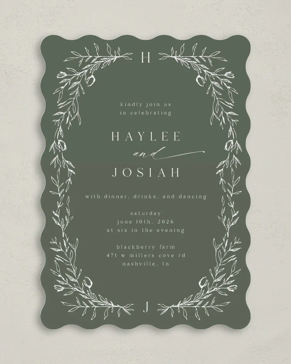 This is a 5" x 7" Reception-Only - CP called Flourishing Frame printed in full color on Premium Smooth paper