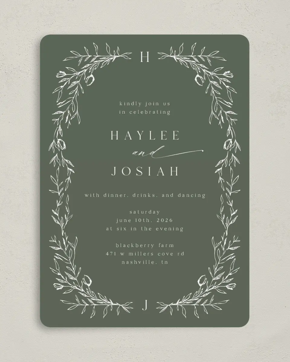 This is a 5" x 7" Reception-Only - CP called Flourishging Frame printed in full color on Premium Smooth paper