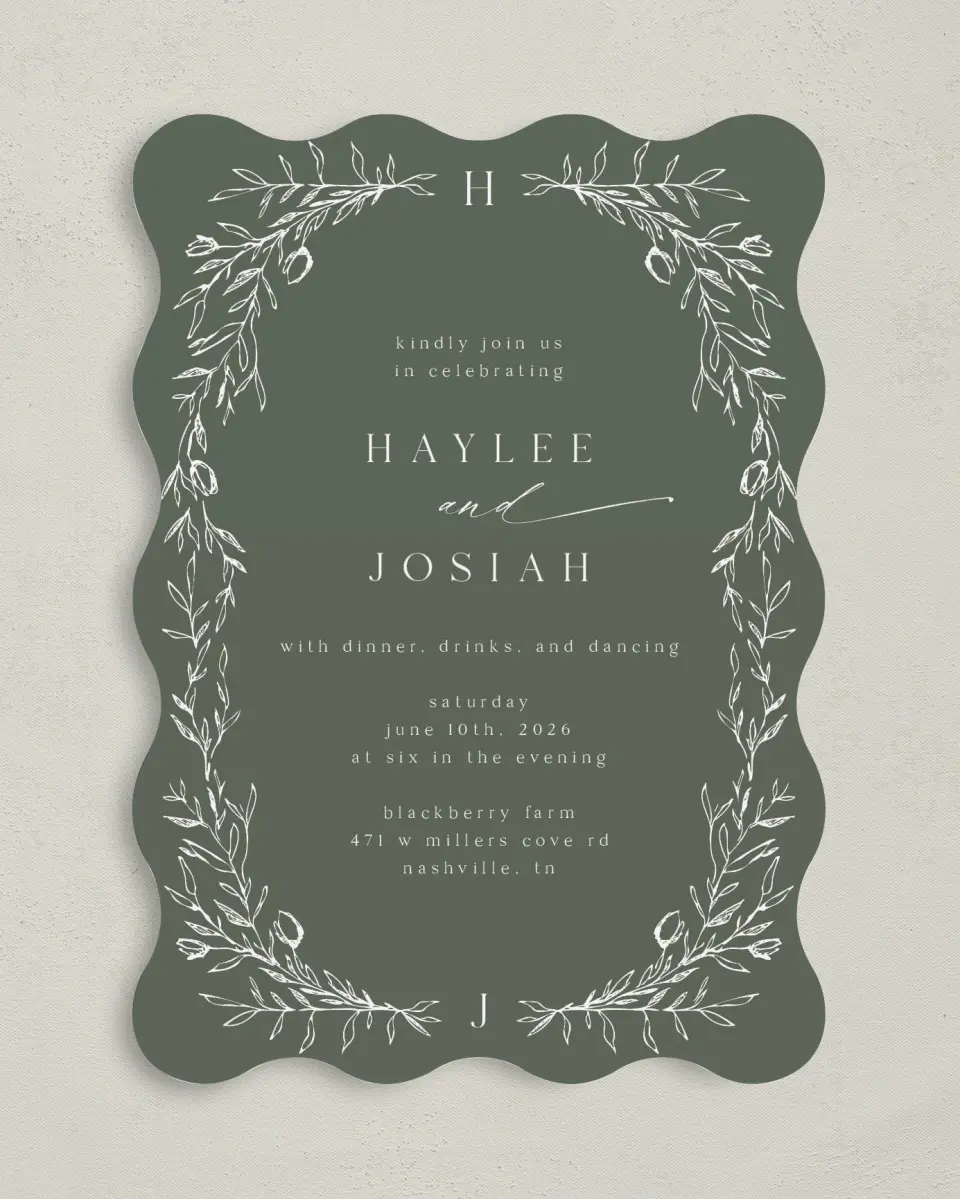 This is a 5" x 7" Reception-Only - CP called Flourishing Frame printed in full color on Premium Smooth paper