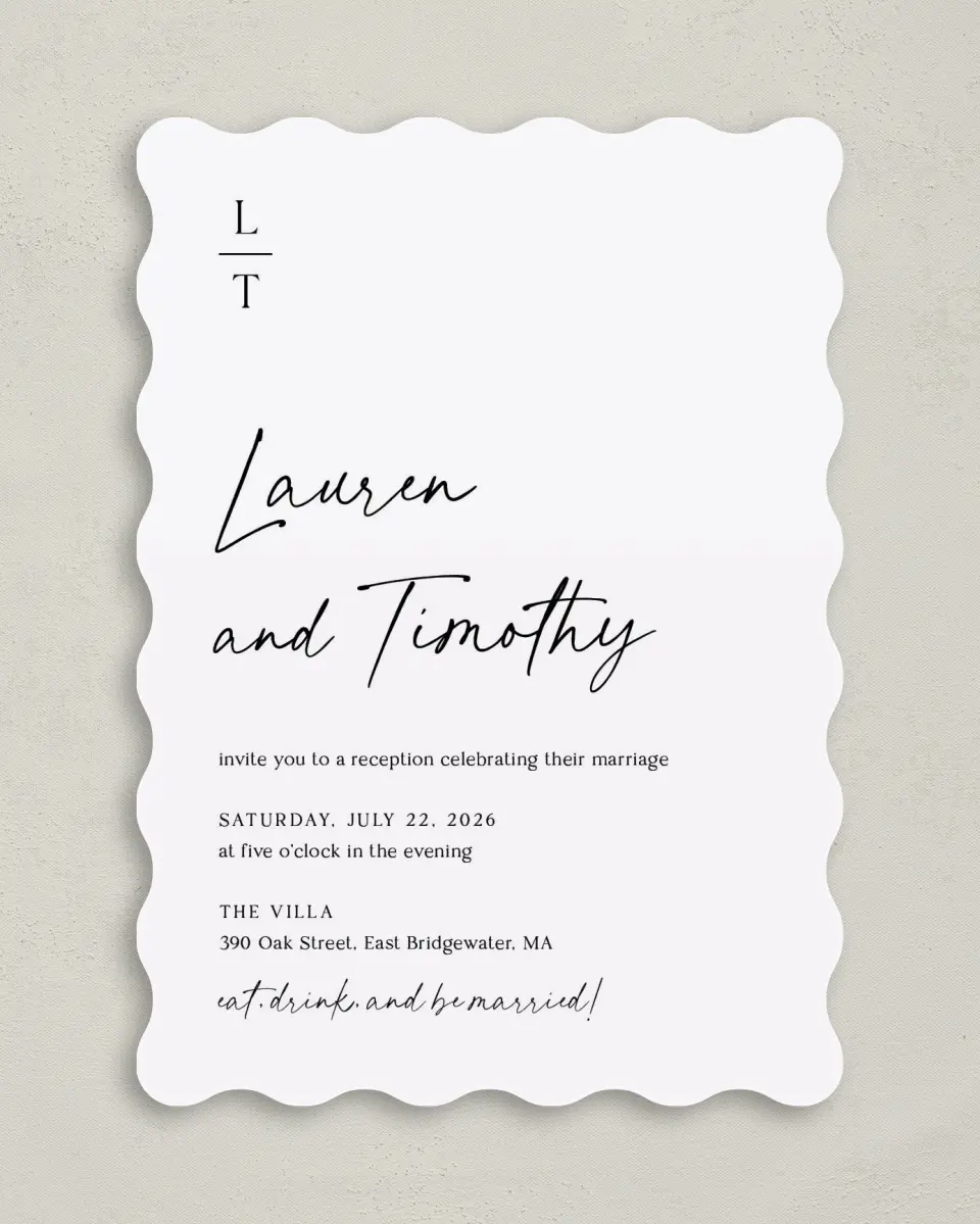 This is a 5" x 7" Reception-Only - CP called The Lauren printed in full color on Premium Smooth paper