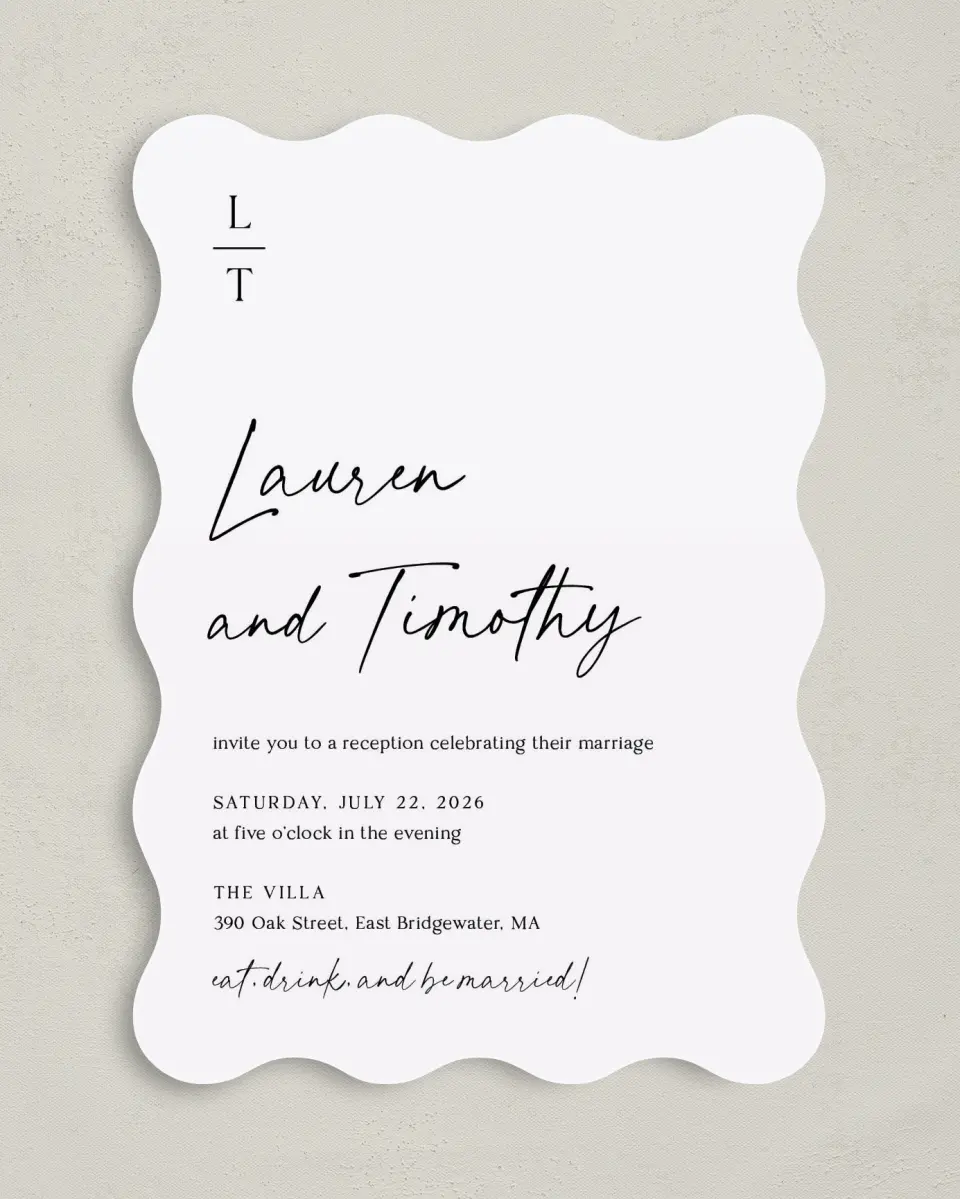 This is a 5" x 7" Reception-Only - CP called The Lauren printed in full color on Premium Smooth paper