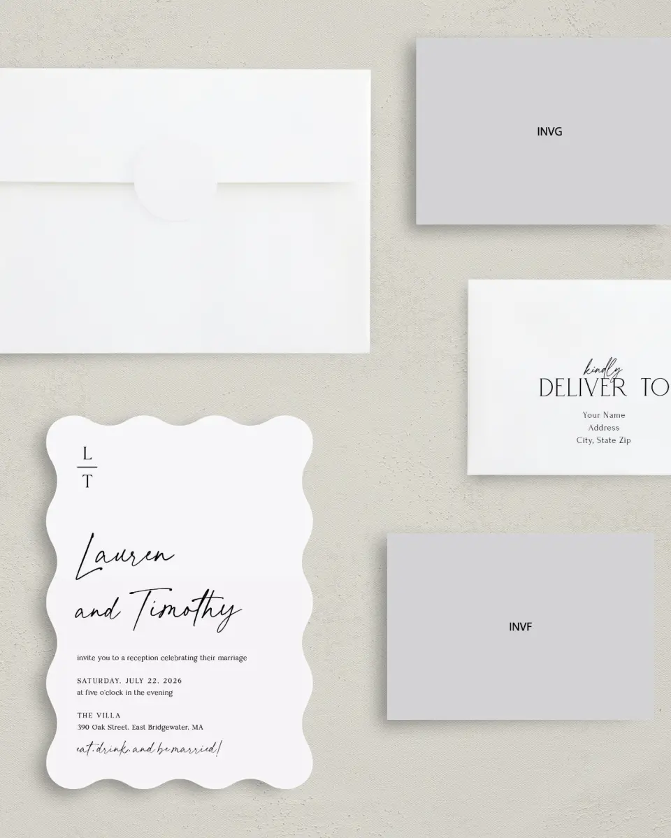 This is a 5" x 7" Reception-Only - CP called The Lauren printed in full color on Premium Smooth paper