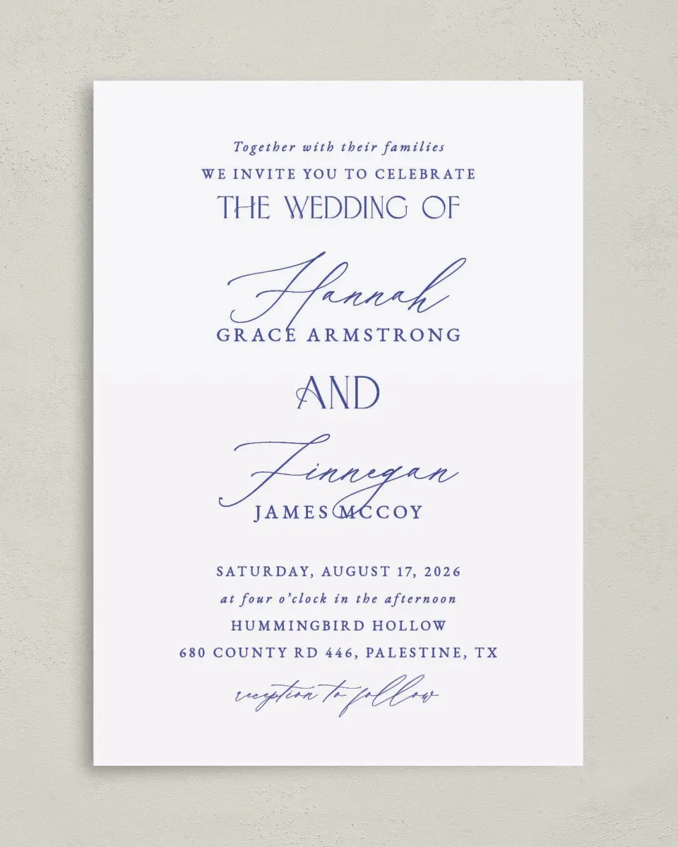 This is a 5" x 7" Classic Wedding Invitation called Modern Chinoiserie printed in full color on Premium Smooth paper