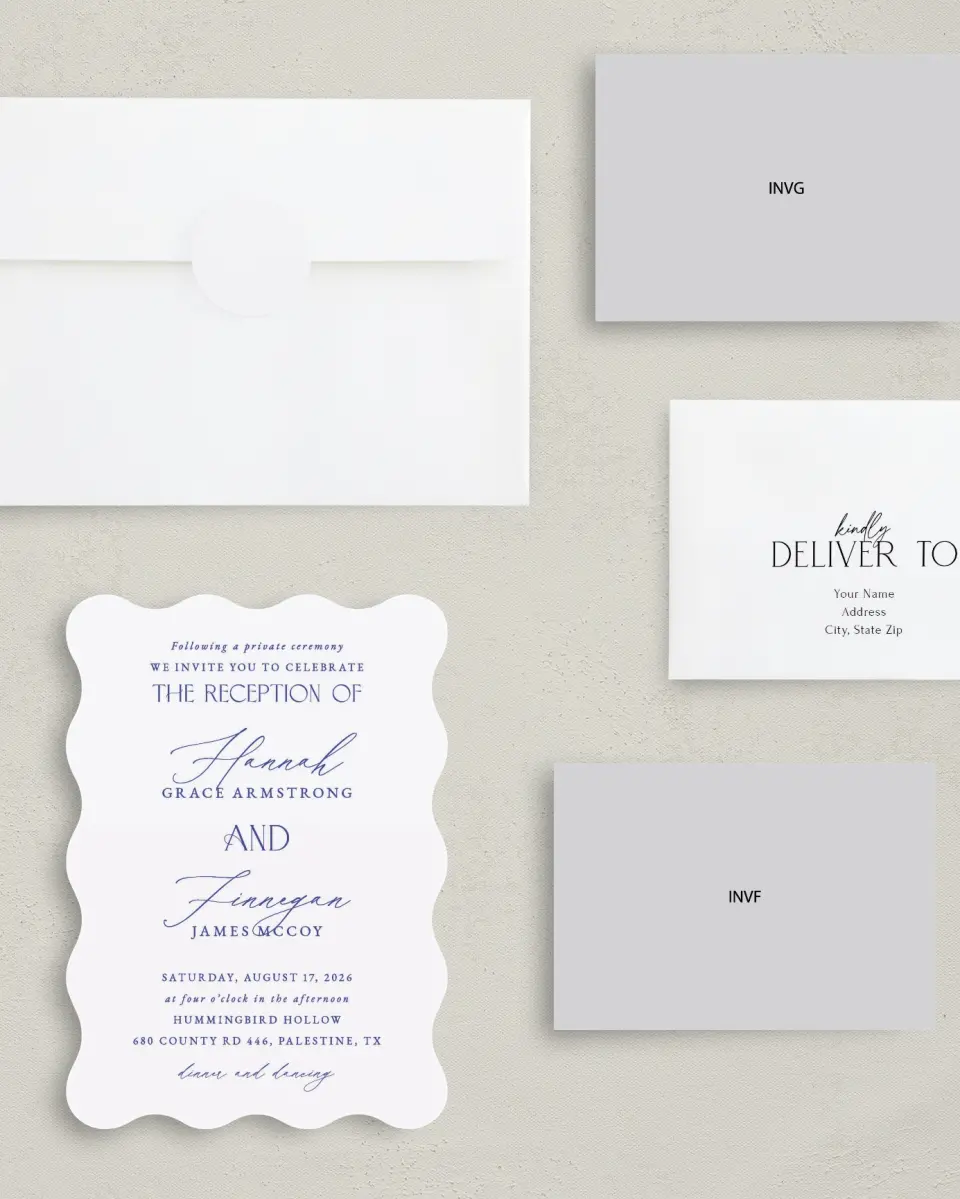 This is a 5" x 7" Reception-Only - CP called Modern Chinoiserie printed in full color on Premium Smooth paper