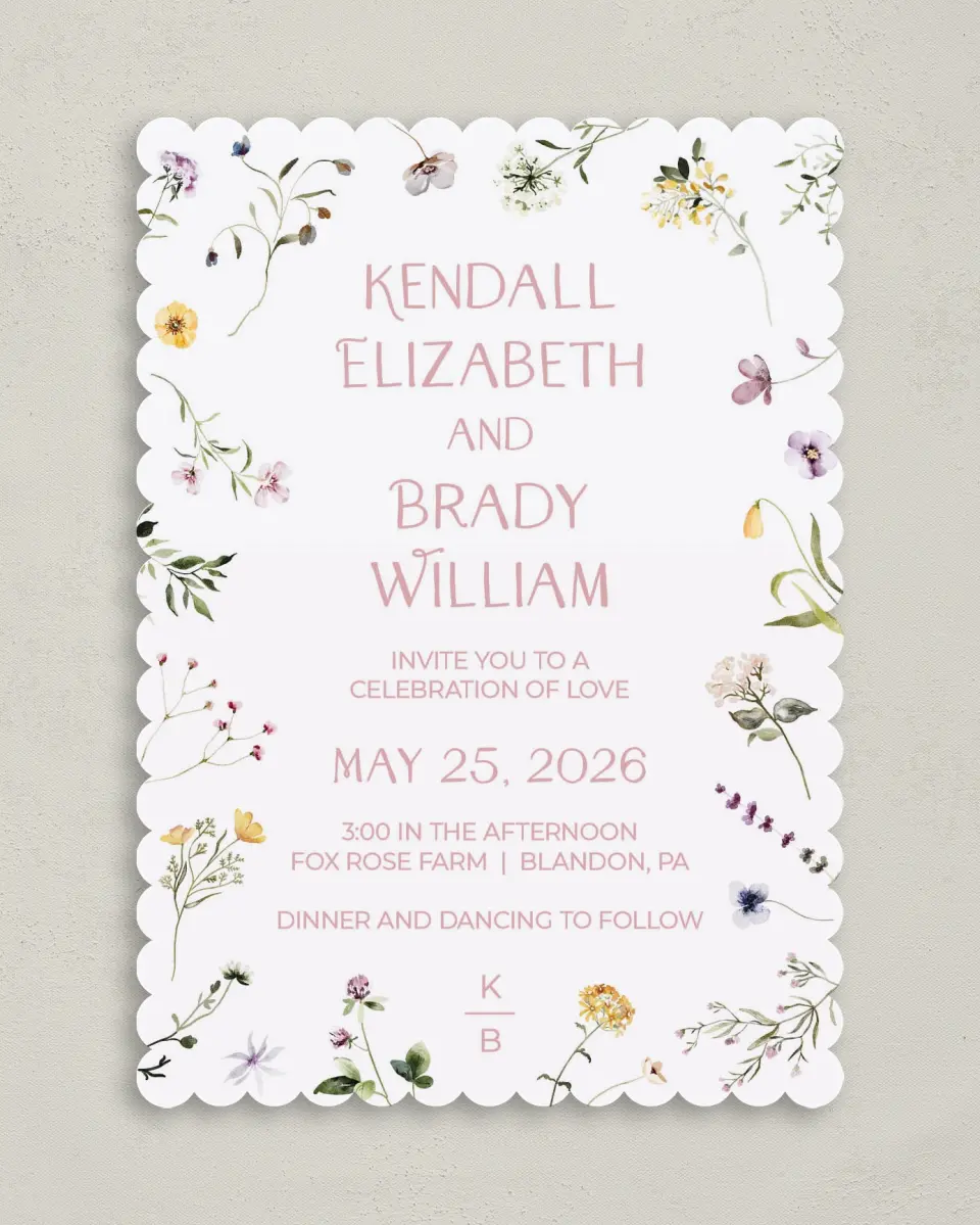 This is a 5" x 7" Classic Wedding Invitation called Efflorescence printed in full color on Premium Smooth paper