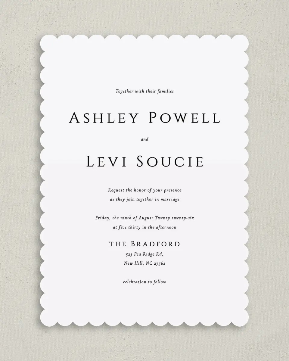 This is a 5" x 7" Classic Wedding Invitation called Classic Romance printed in full color on Premium Smooth paper