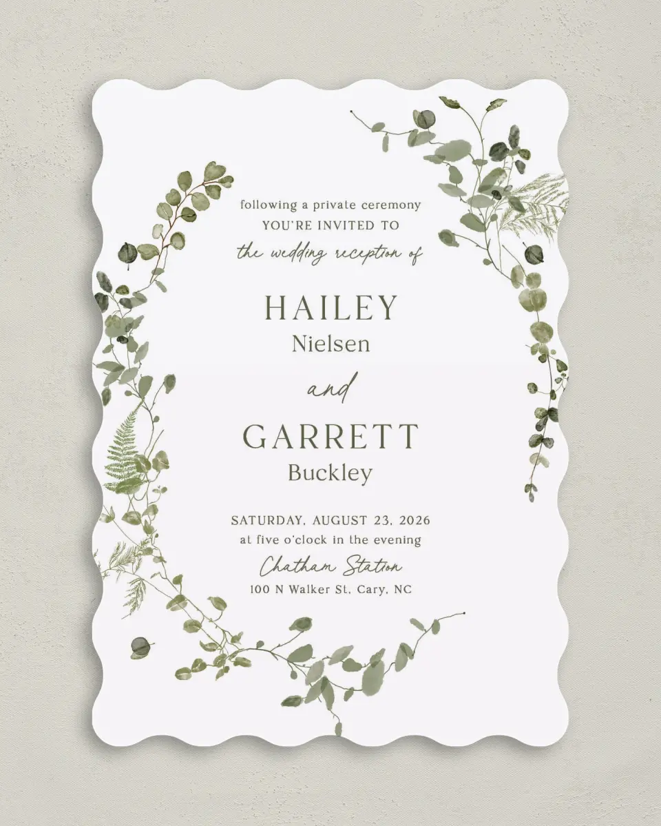 This is a 5" x 7" Reception-Only - CP called The Hailey printed in full color on Premium Smooth paper