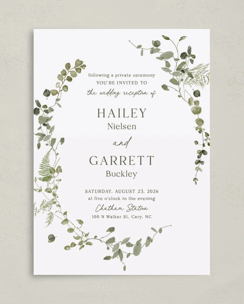 This is a 5" x 7" Reception-Only - CP called The Hailey printed in full color on Premium Smooth paper