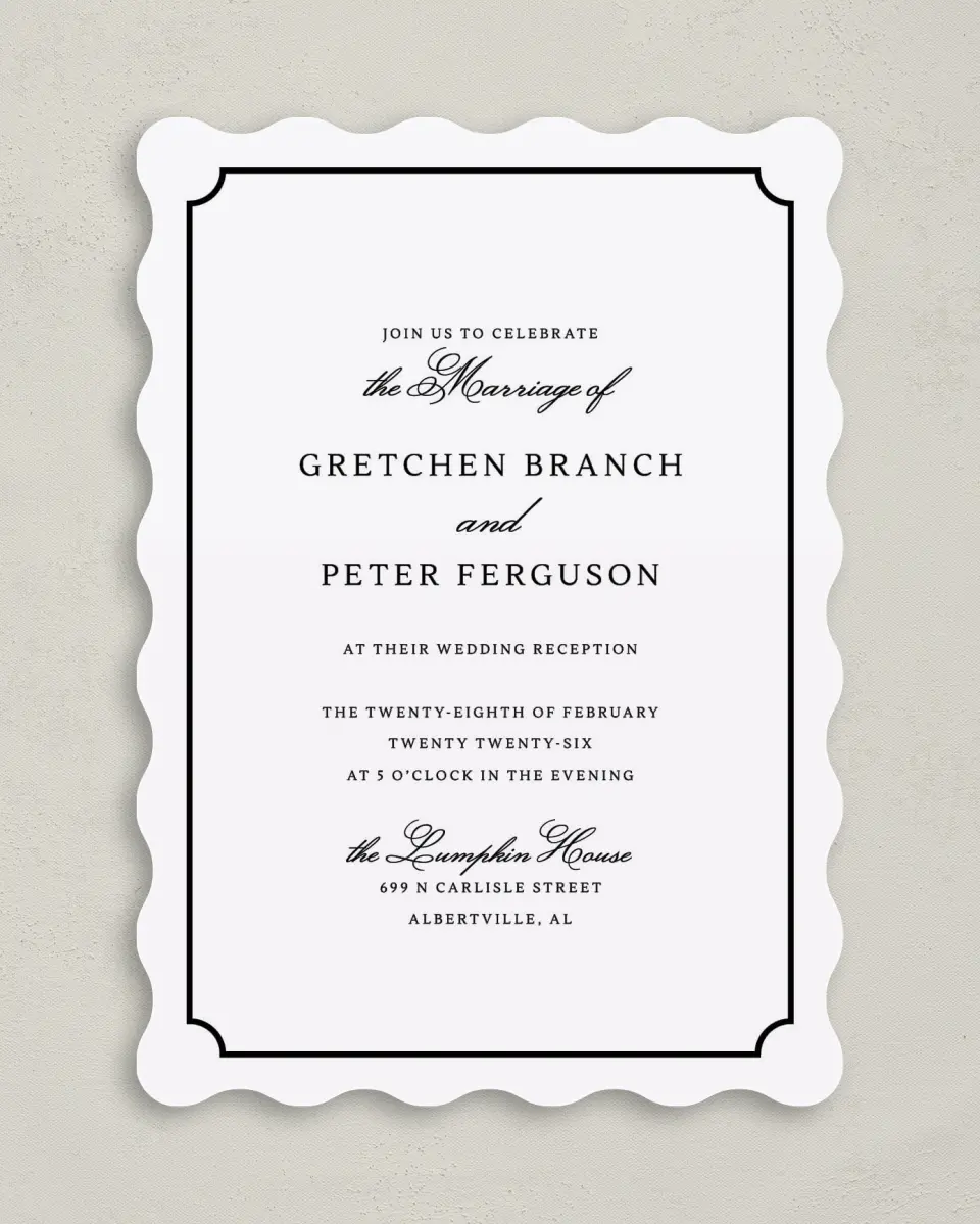 This is a 5" x 7" Reception-Only - CP called Elegant Tradition printed in full color on Premium Smooth paper