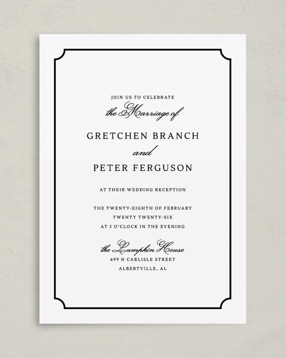 This is a 5" x 7" Reception-Only - CP called Elegant Tradition printed in full color on Premium Smooth paper