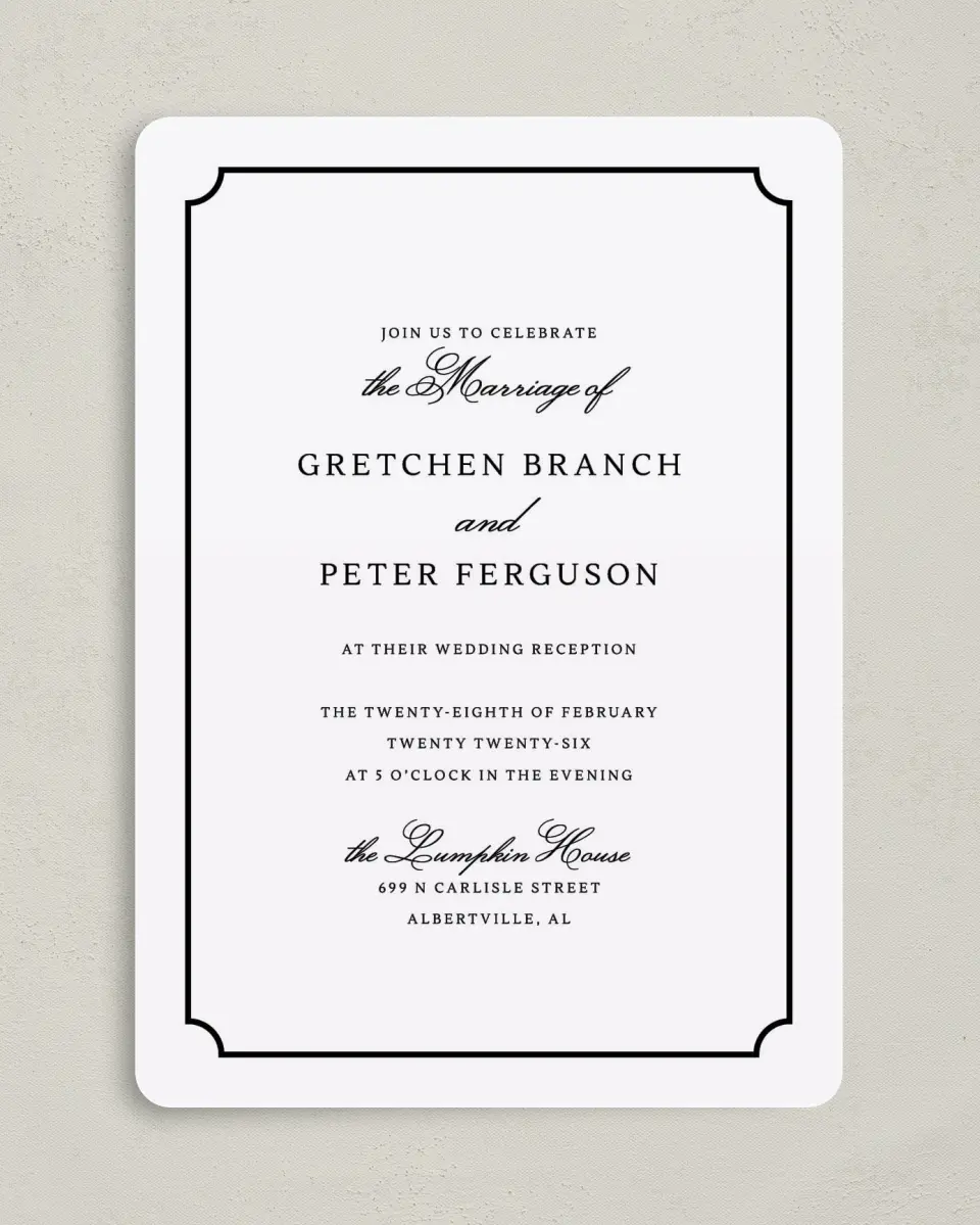 This is a 5" x 7" Reception-Only - CP called Elegant Tradition printed in full color on Premium Smooth paper