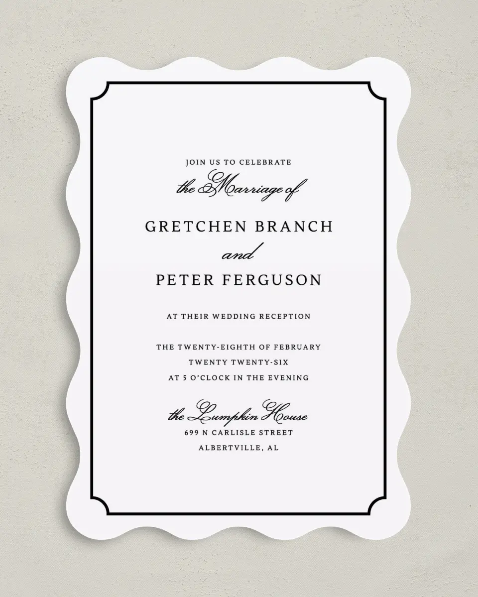 This is a 5" x 7" Reception-Only - CP called Elegant Tradition printed in full color on Premium Smooth paper