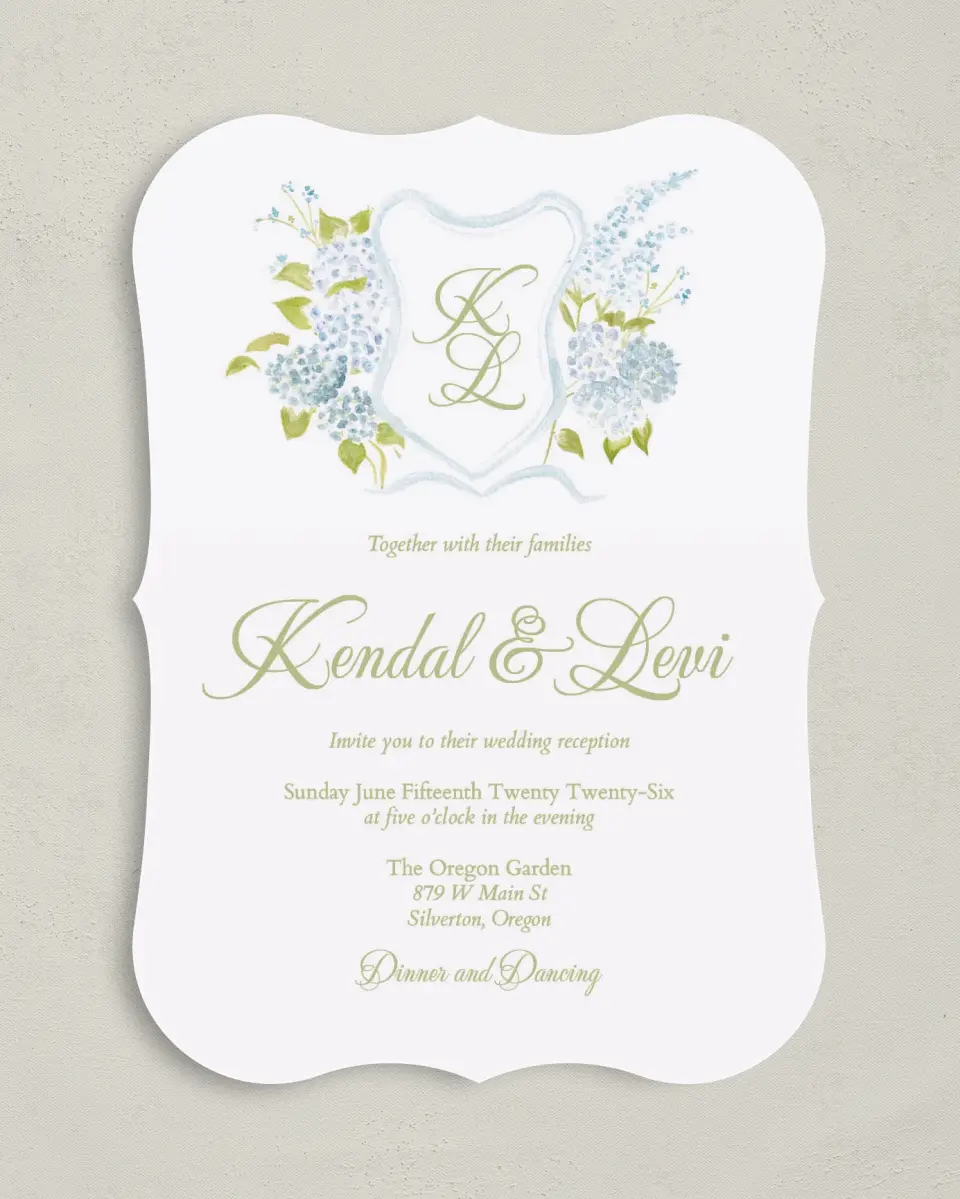 This is a 5" x 7" Reception-Only - CP called Southern Belle printed in full color on Premium Smooth paper