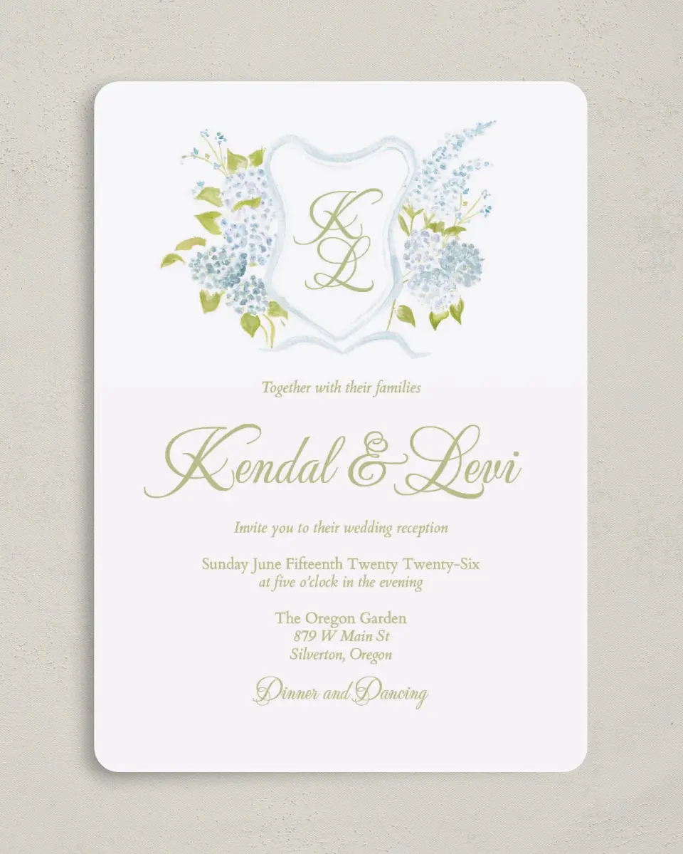 This is a 5" x 7" Reception-Only - CP called Southern Belle printed in full color on Premium Smooth paper