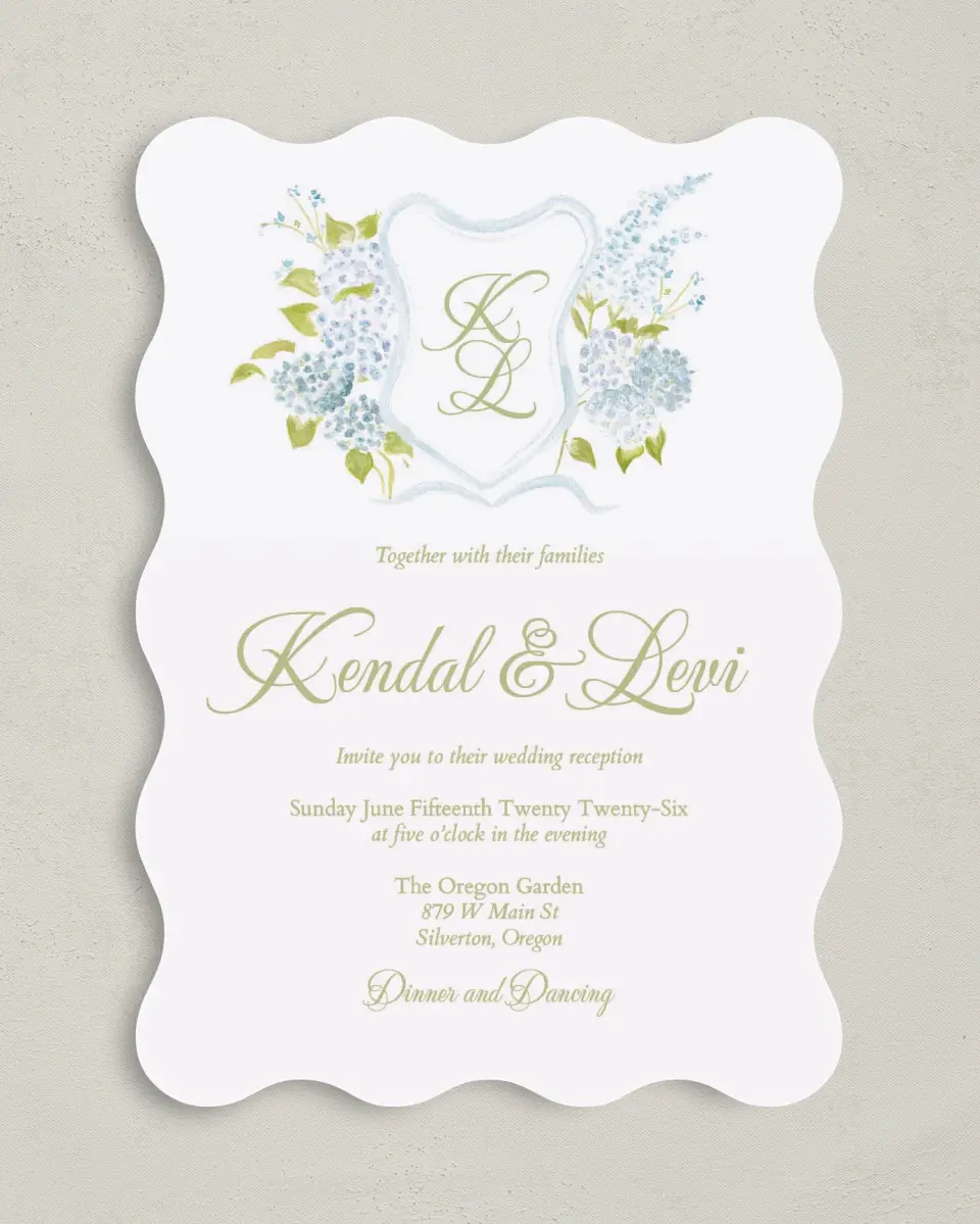 This is a 5" x 7" Reception-Only - CP called Southern Belle printed in full color on Premium Smooth paper