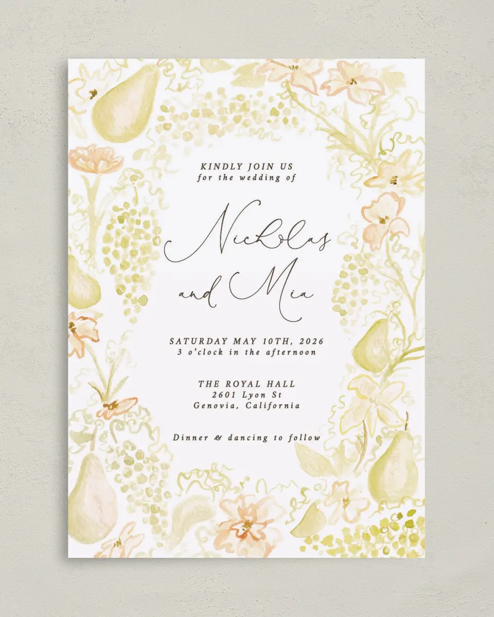 This is a 5" x 7" Classic Wedding Invitation called Royal Glory printed in full color on Premium Smooth paper