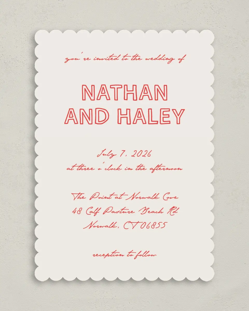 This is a 5" x 7" Classic Wedding Invitation called Bold & Bright printed in full color on Premium Smooth paper