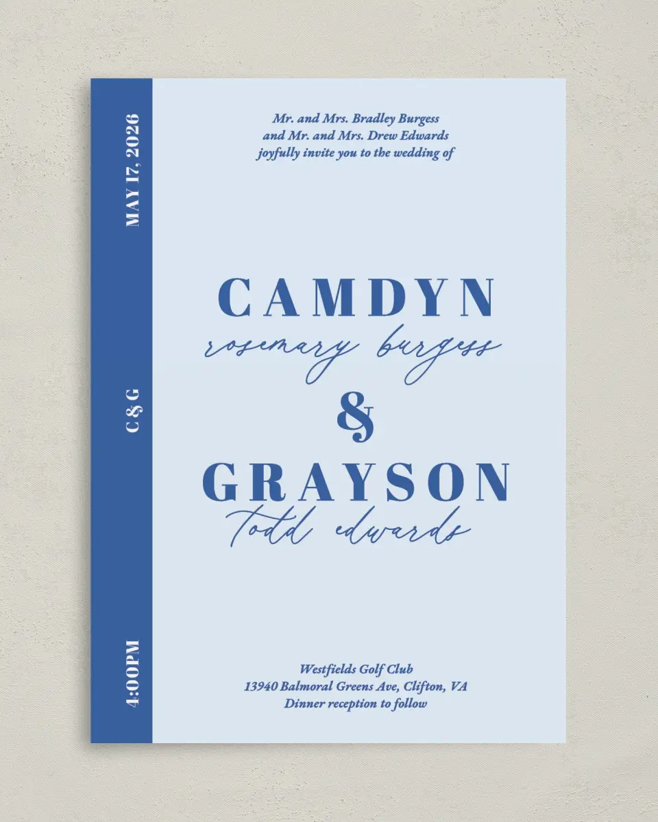 This is a 5" x 7" Classic Wedding Invitation called Forever and Ever printed in full color on Premium Smooth paper