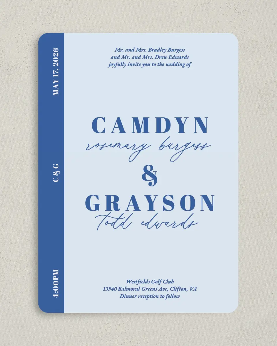 This is a 5" x 7" Rounded Wedding Invitation called Forever and Ever printed in full color on Premium Smooth paper