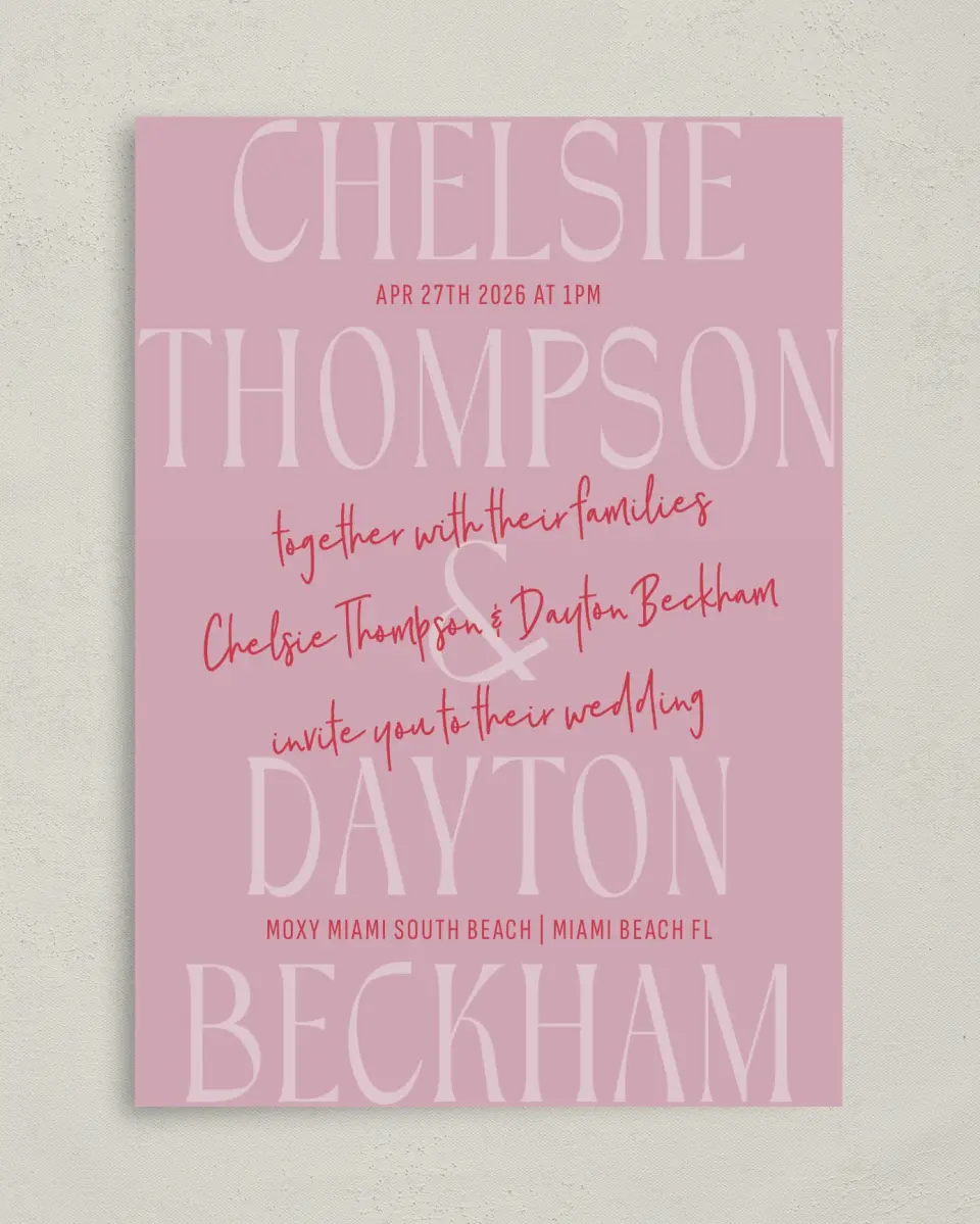 This is a 5" x 7" Classic Wedding Invitation called Lovey-Dovey printed in full color on Premium Smooth paper
