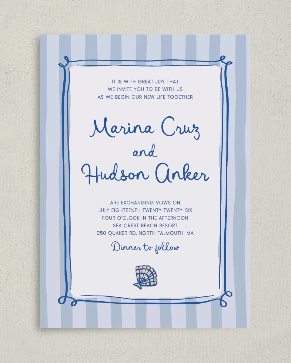 This is a 5" x 7" Classic Wedding Invitation called Abyssal Love printed in full color on Premium Smooth paper