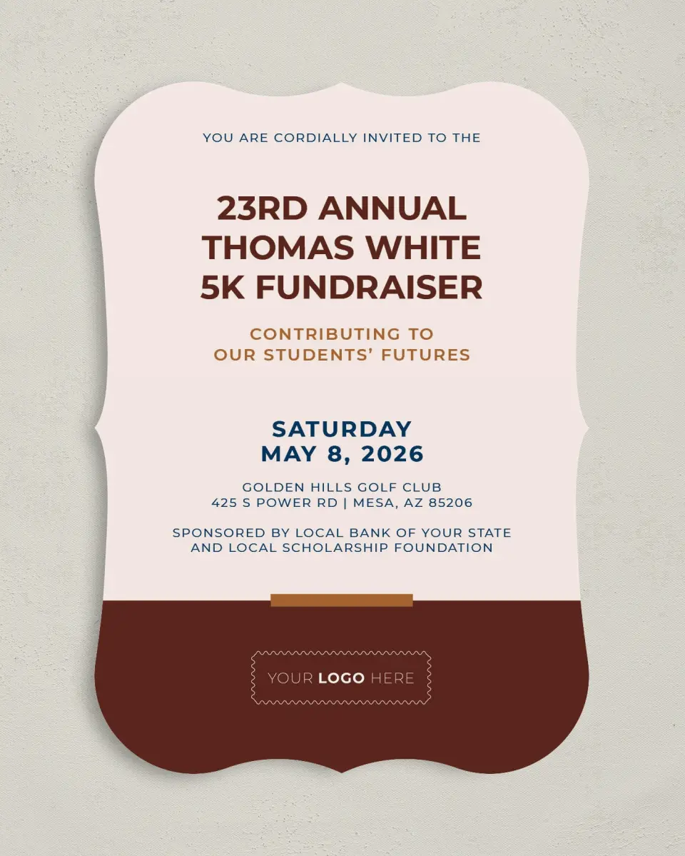 This is a 5" x 7" Bracket Gala Invitation called Cultivating Growth printed in full color on Premium Smooth paper