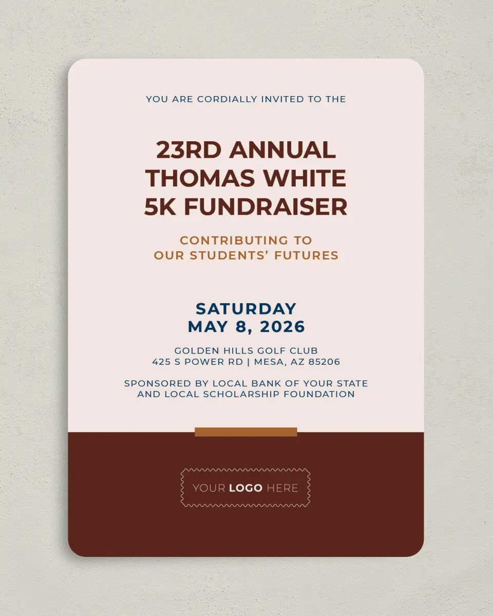 This is a 5" x 7" Rounded Gala Invitation called Cultivating Growth printed in full color on Premium Smooth paper
