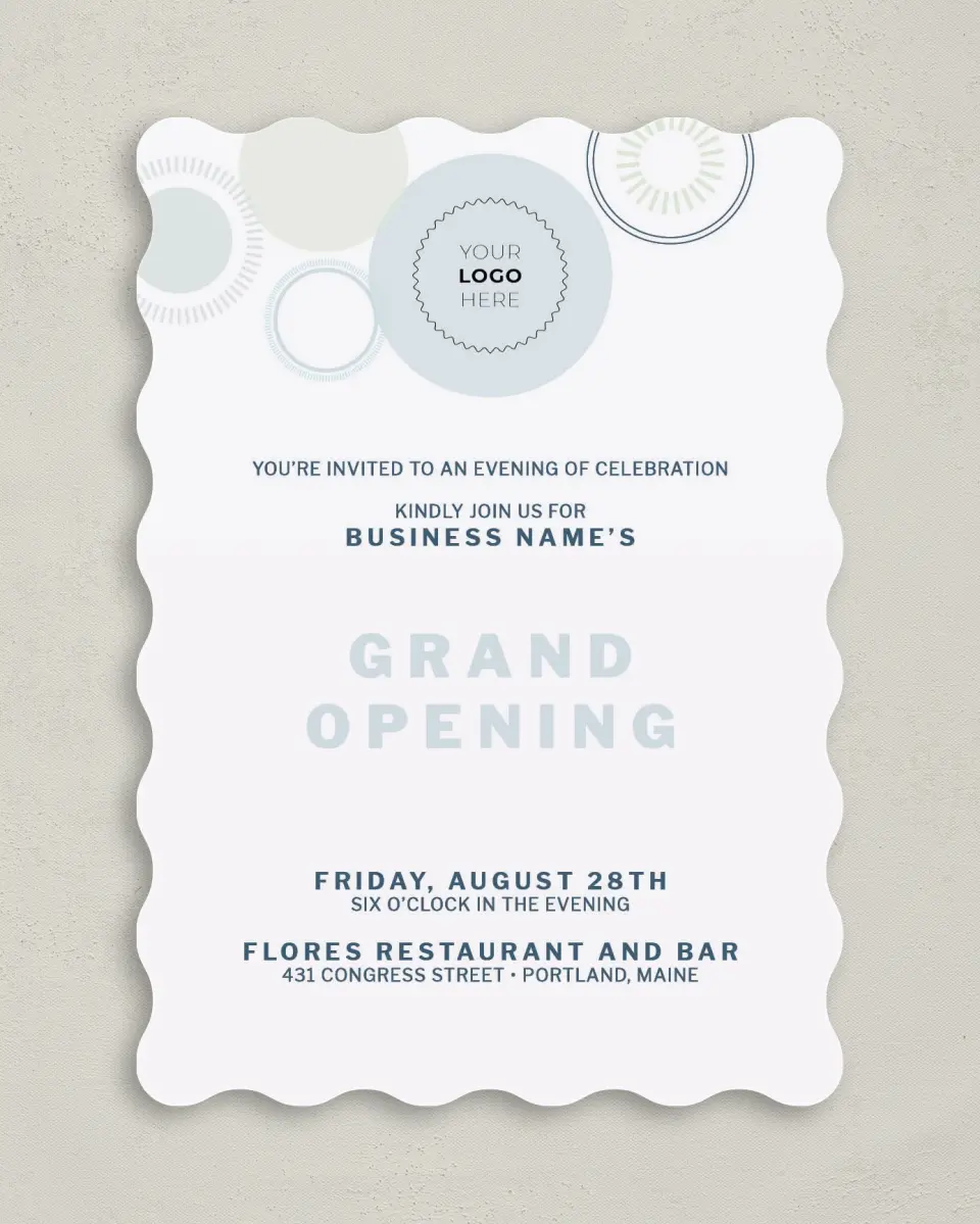 This is a 5" x 7" Wavy Gala Invitation called Popular Spot printed in full color
