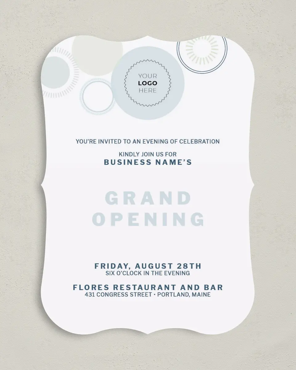 This is a 5" x 7" Bracket Gala Invitation called Popular Spot printed in full color on Premium Smooth paper