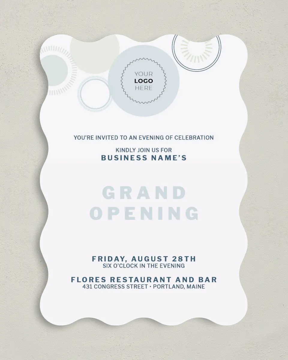 This is a 5" x 7" Wavy Gala Invitation called Popular Spot printed in full color