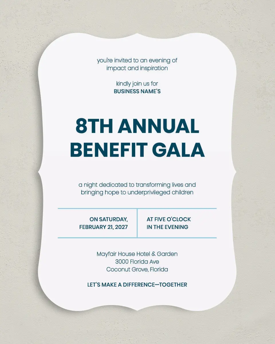 This is a 5" x 7" Bracket Gala Invitation called Circular Focus printed in full color on Premium Smooth paper