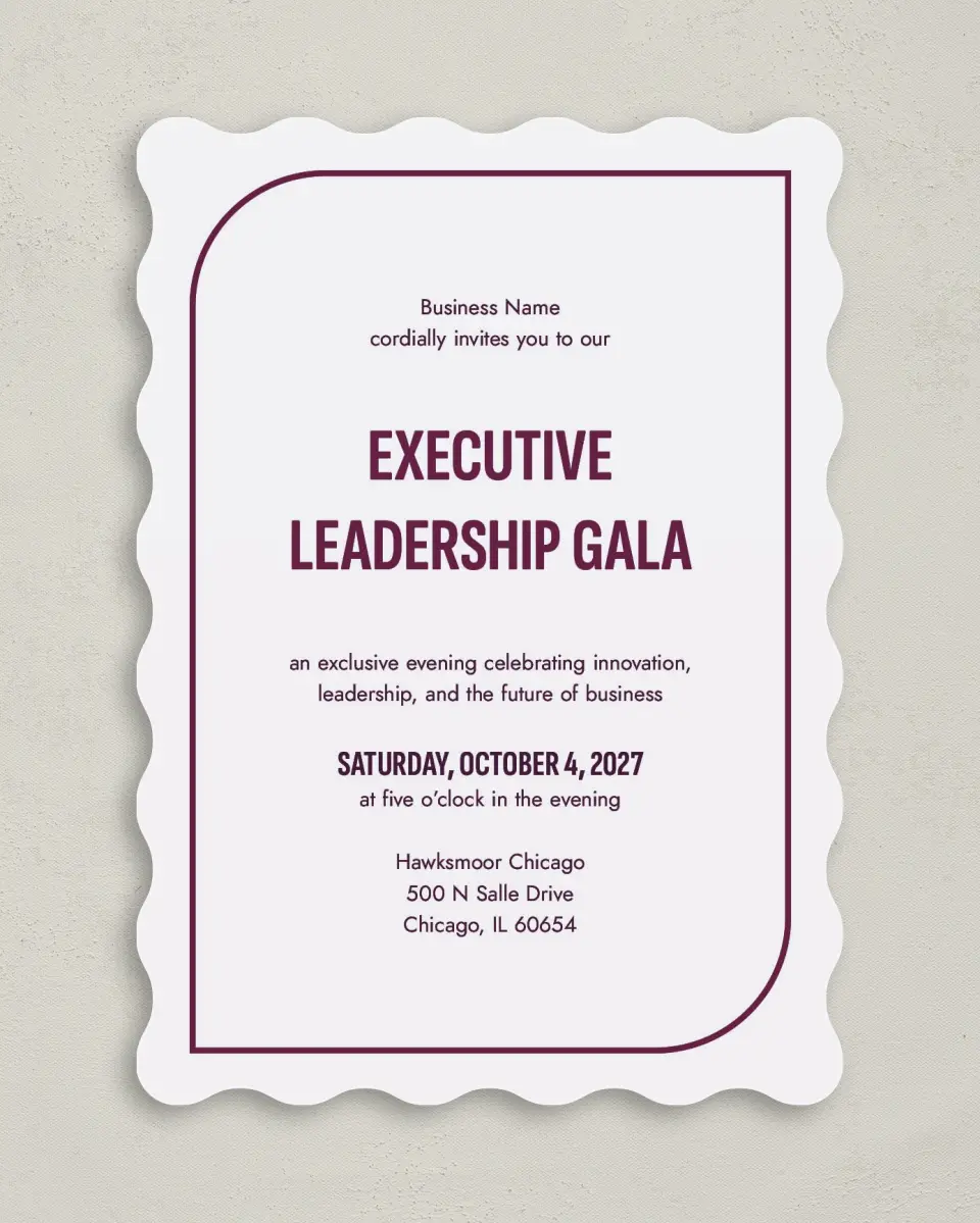 This is a 5" x 7" Wavy Gala Invitation called Sharp Structure printed in full color