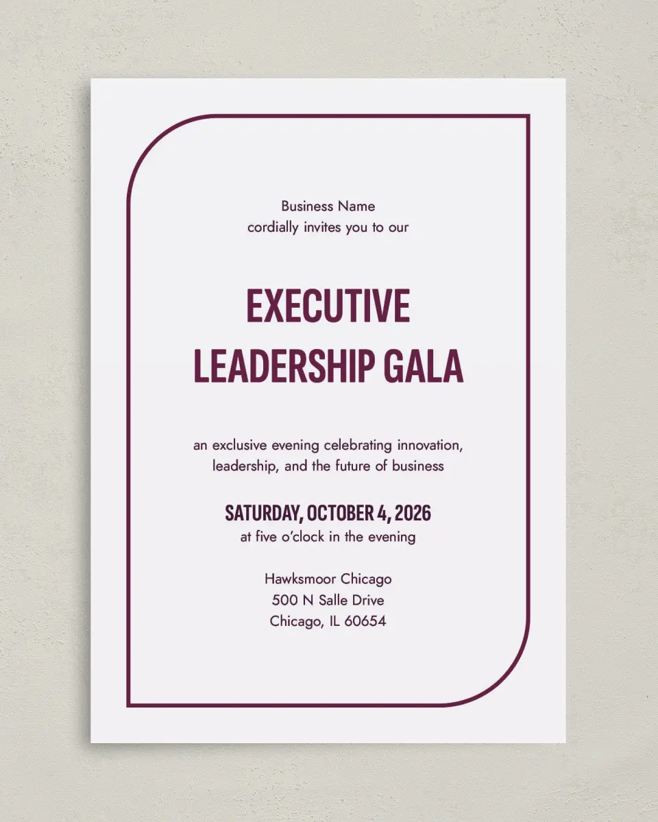 This is a 5" x 7" Rectangle Gala Invitation called Sharp Structure printed in full color on Premium Smooth paper