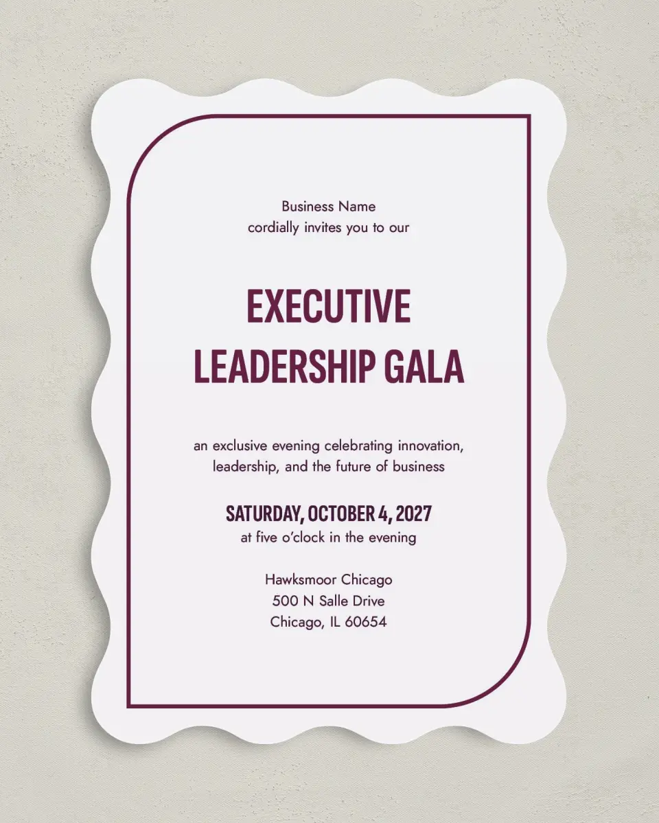 This is a 5" x 7" Wavy Gala Invitation called Sharp Structure printed in full color