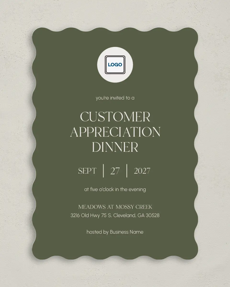This is a 5" x 7" Wavy Gala Invitation called Refined Approach printed in full color