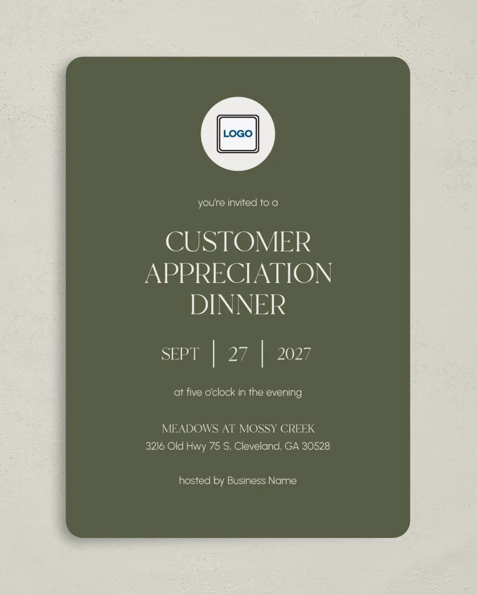 This is a 5" x 7" Rounded Gala Invitation called Refined Approach printed in full color on Premium Smooth paper
