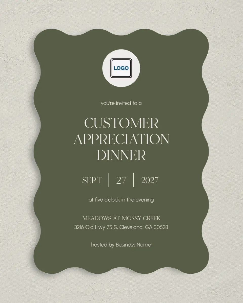 This is a 5" x 7" Wavy Gala Invitation called Refined Approach printed in full color