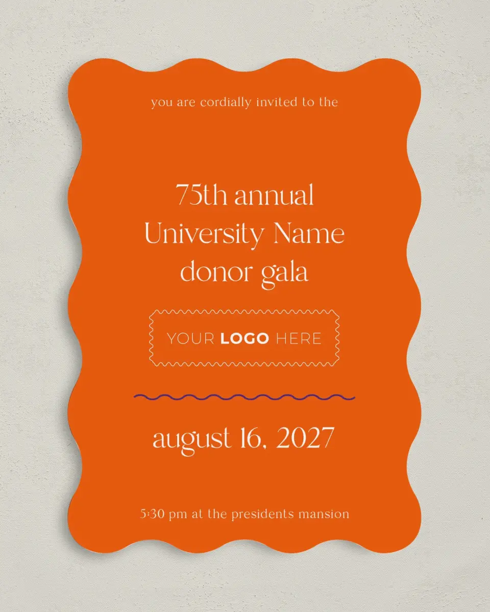This is a 5" x 7" Wavy Gala Invitation called Scholarly Soirée printed in full color