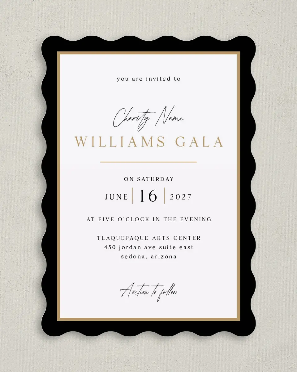 This is a 5" x 7" Wavy Gala Invitation called Make an Impact printed in full color