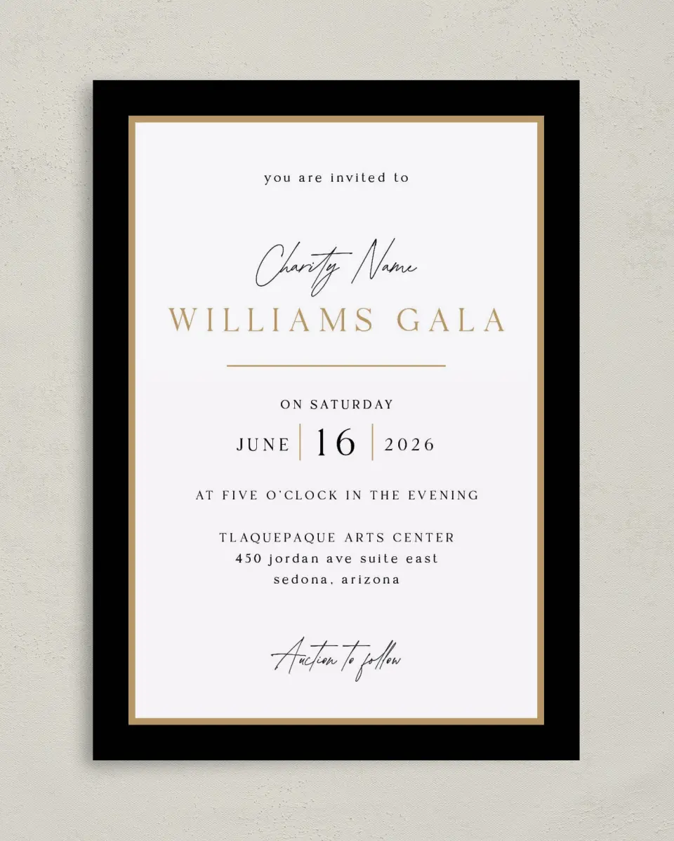 This is a 5" x 7" Rectangle Gala Invitation called Make an Impact printed in full color on Premium Smooth paper