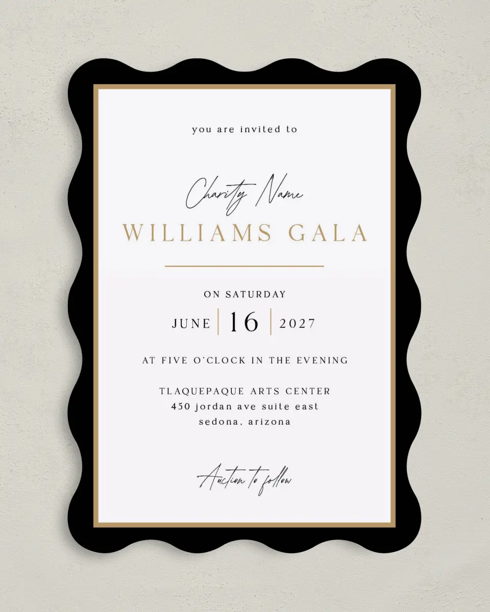 This is a 5" x 7" Wavy Gala Invitation called Make an Impact printed in full color