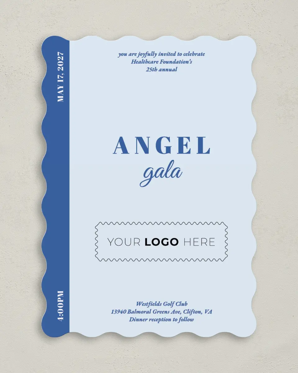 This is a 5" x 7" Wavy Gala Invitation called Healing Hearts printed in full color