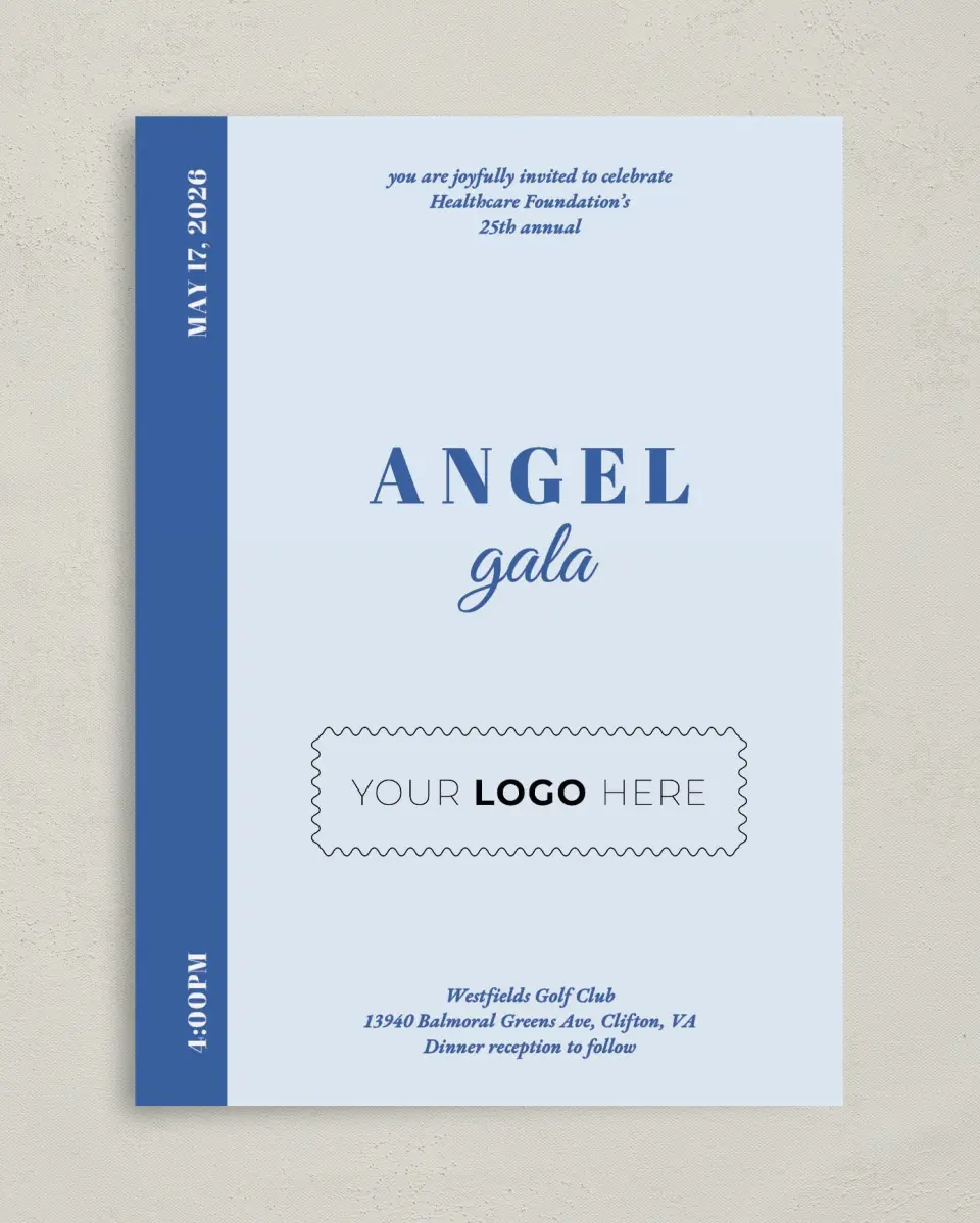 This is a 5" x 7" Rectangle Gala Invitation called Healing Hearts printed in full color on Premium Smooth paper